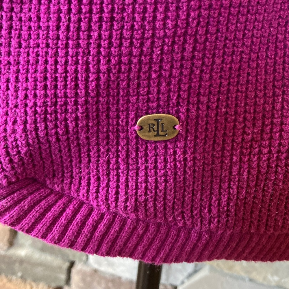 Lauren Ralph Lauren Waffle Knit Thermal Cowl Mock Neck Pullover Sweater - Picture 8 of 13